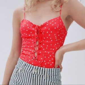 Zara Star Printed Laced Bodysuit